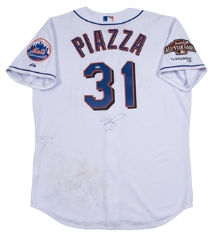 2004 Mike Piazza Game Used & Signed New York Mets All-Star Game Home Jersey (JSA & Beckett) 